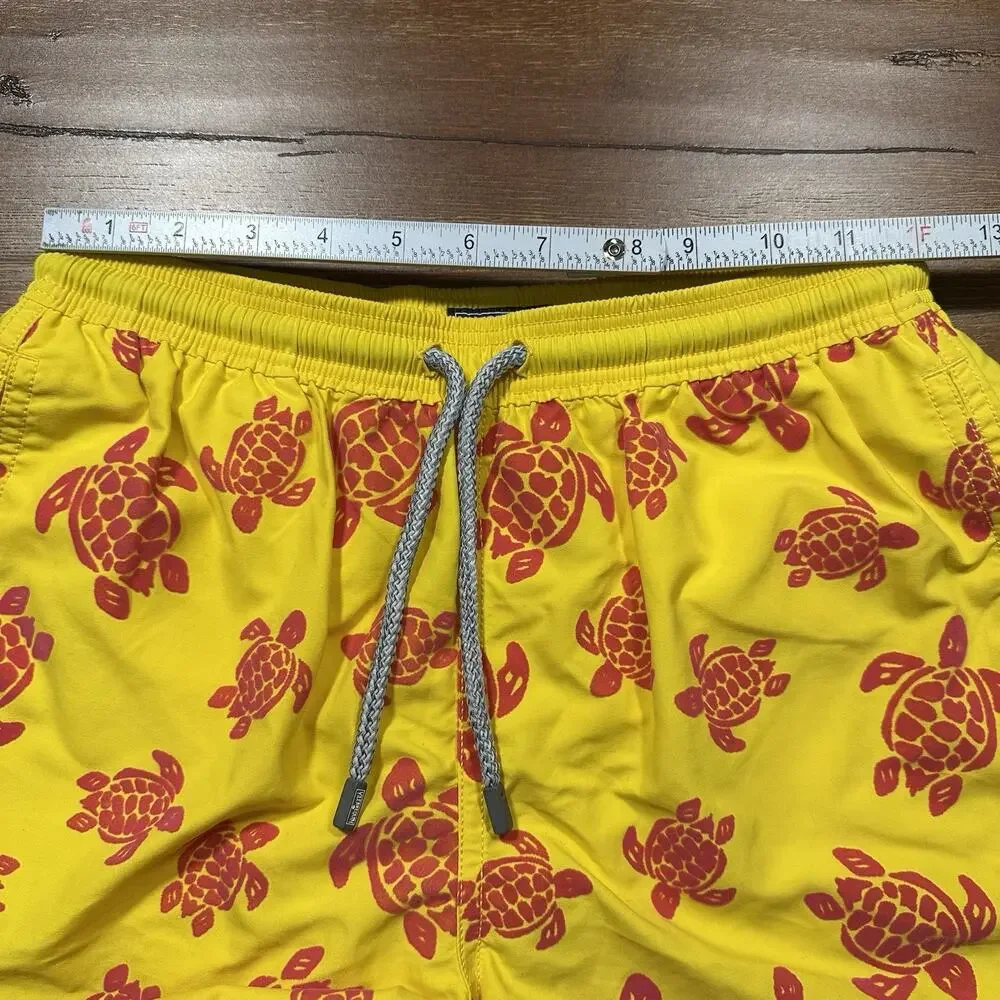 Vilebrequin Swim Trunks Youth Boys 14 Yellow Sea Turtle Mesh Lined Board Shorts